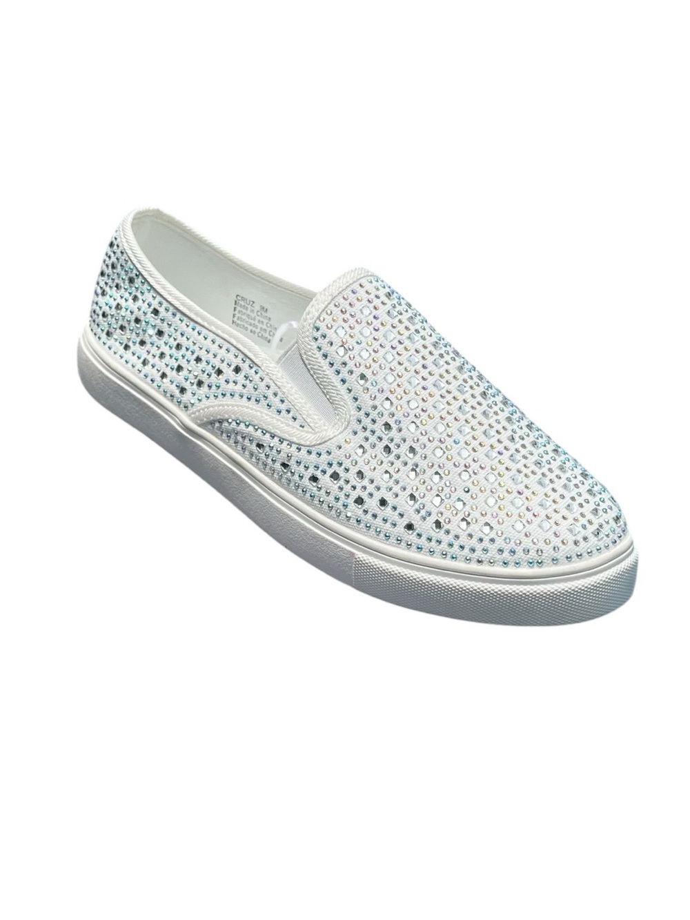 David’s Bridal Cruz Crystal-Embellished White Slip-On Sneakers Size 9